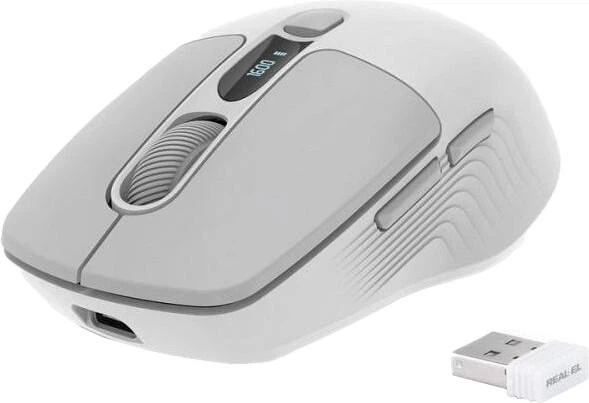 Компьютерная мышь Real-El RM-480W беспроводная аккумуляторная Bluetooth Type-C 1600 dpi 5 кнопок Серая (EL123200050) - изображение 2