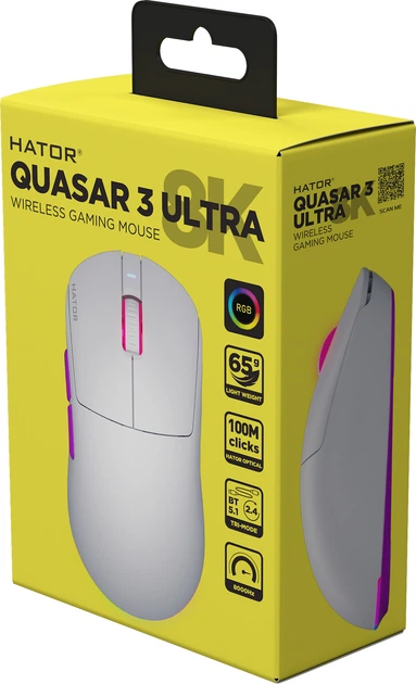 Компьютерная мышь Hator Quasar 3 Ultra 8K Wireless белая (HTM771) - изображение 8