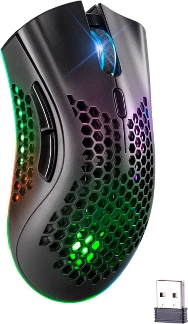 Компьютерная мышь Defender Warlock GM-709L беспроводная 800–2400 dpi RGB-подсветка Черная (GM-709L) - изображение 2