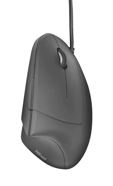 Компьютерная мышь Trust Verto Ergonomic вертикальная USB оптическая 1000/1600 dpi 6 кнопок с голубой подсветкой Чёрная (22885) - изображение 4