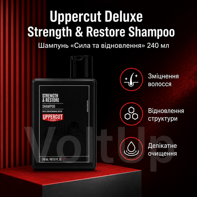 Шампунь Uppercut Deluxe Strength and Restore Shampoo 240 мл укрепляющий для мужских волос - изображение 2