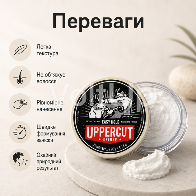 Крем для укладки волосся Uppercut Deluxe Easy Hold 90 г легка фіксація матовий фініш - зображення 5