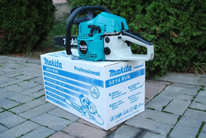 Цепная пила Makita бензиновая 50 см³ для спиливания деревьев бензопила профессиональная 4,8 л.с. садовая 45 см шина 0,325 цепь 11000 об мин ручной инструмент обрезки веток заготовки дров - изображение 11