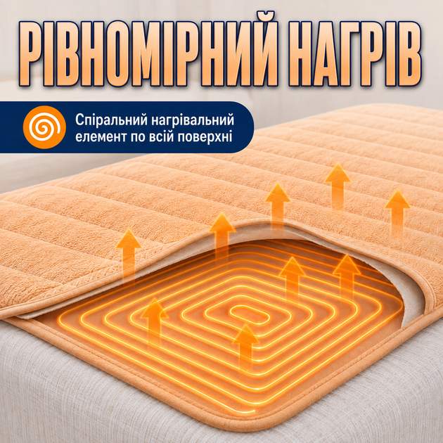 Электропростынь Termosoft теплая простынь с подогревом ambion 120*160 полуторка байка Персиковый - изображение 6