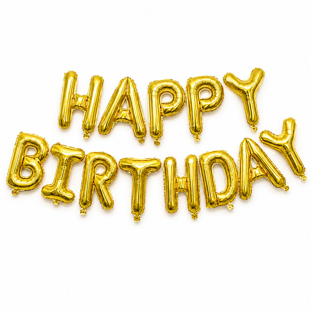 Куля фольгована напис надувний 40 см Happy Birthday Золото - Фото 1 Куля фольгована напис надувний 40 см Happy Birthday Золото - изображение 1