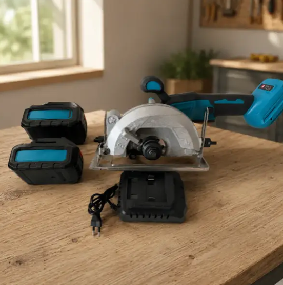 Дискова пила Makita HS7010 для дерева 125 мм акумуляторна циркулярка 48 В ручний інструмент 5 А·год електропила 10800 об хв для розпилювання фанери ОСБ ДСП ремонту будівництва монтажу 2 батареї - зображення 8