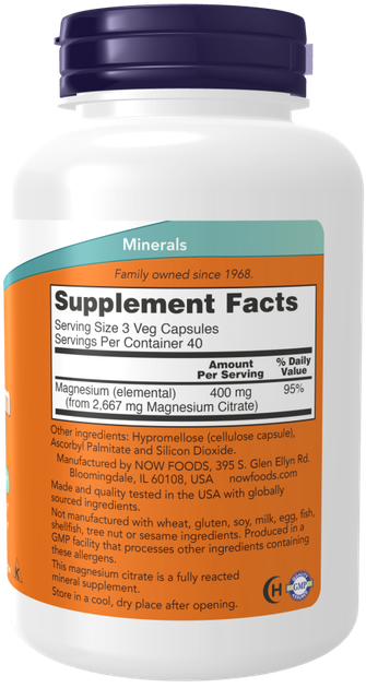 Магній Цитрат now foods magnesium citrate 120 капсул - зображення 2