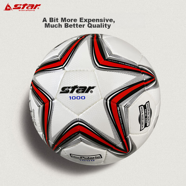 Мяч футбольный Star SB375 Size 5 Бело-красный - изображение 7