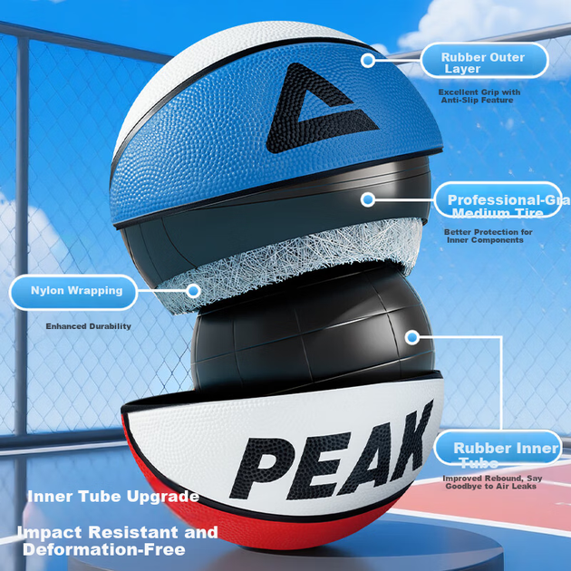 Мяч баскетбольный Peak из композитной резины Size 5 - изображение 5
