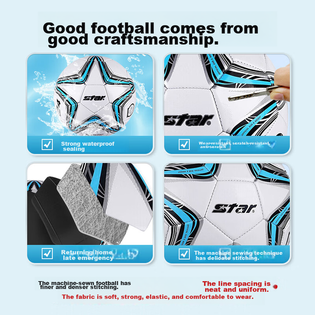 Мяч футбольный Star SB8235-07 Size 5 Красно-синий - изображение 3
