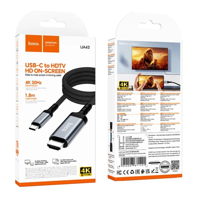Перехідник Hoco UA43 Type-C - HDTV 4K - Фото 2 Перехідник Hoco UA43 Type-C - HDTV 4K - изображение 2