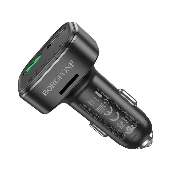 FM модулятор Borofone BC43 Flash, Car Charger, QC3.0, Чорний - изображение 3