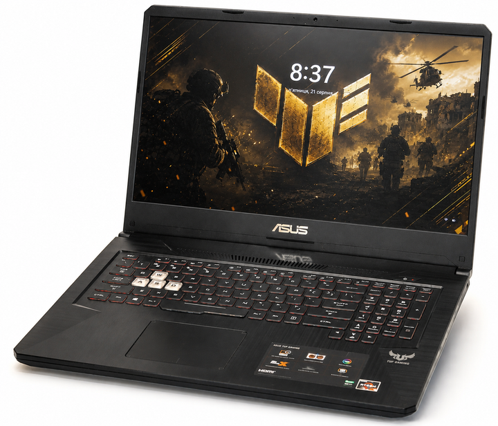Ноутбук ASUS TUF Gaming FX705DT 17.3" Ryzen 5 3550H GTX 1650 4GB 32GB SSD 1TB Чорний Б/У - изображение 2