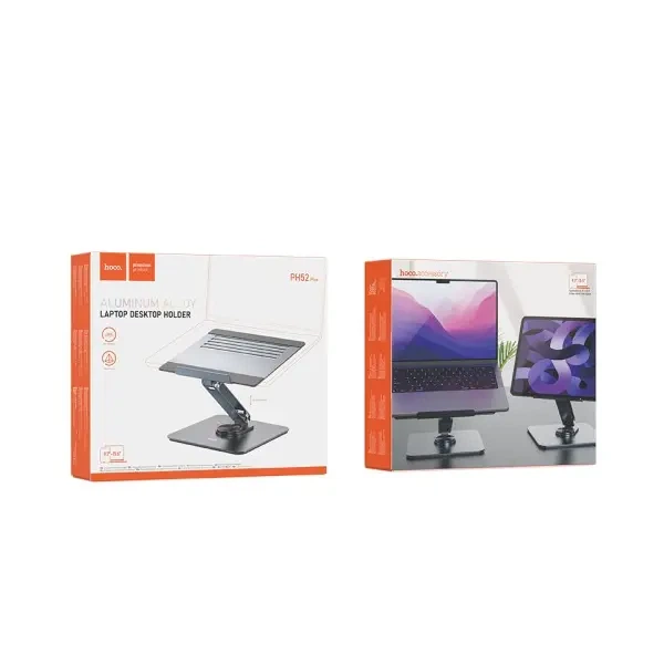 Підставка для ноутбука Hoco PH52 Plus Might Metal rotating tablet desktop holder Сіра - зображення 2