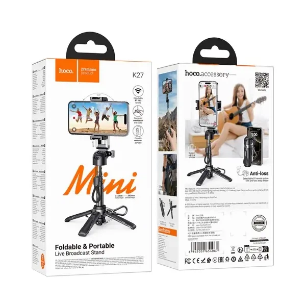 Трипод Hoco K27 Magic portable Mini live broadcast Stand, Чорний - Фото 3 Трипод Hoco K27 Magic portable Mini live broadcast Stand, Чорний - изображение 3