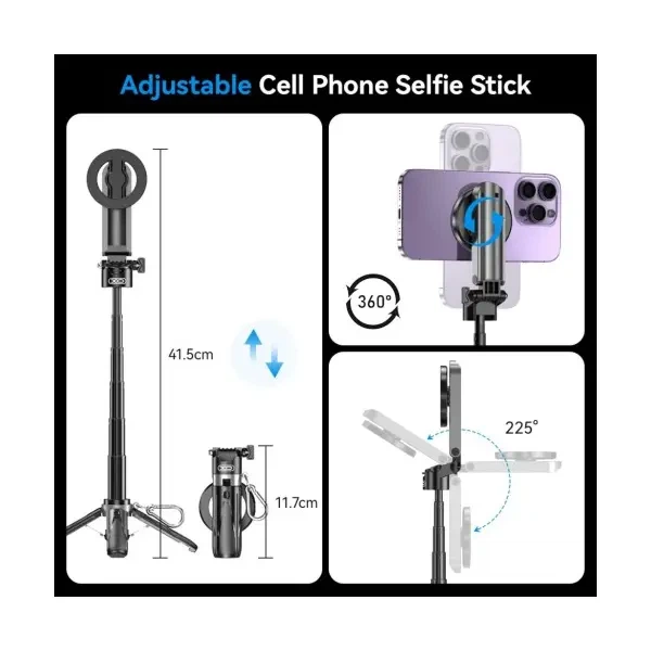 Монопод XO SS22 4in1 Magnetic Multi-function Mini BT Selfie Stick, Photo Booster, Чорний - Фото 4 Монопод XO SS22 4in1 Magnetic Multi-function Mini BT Selfie Stick, Photo Booster, Чорний - изображение 4