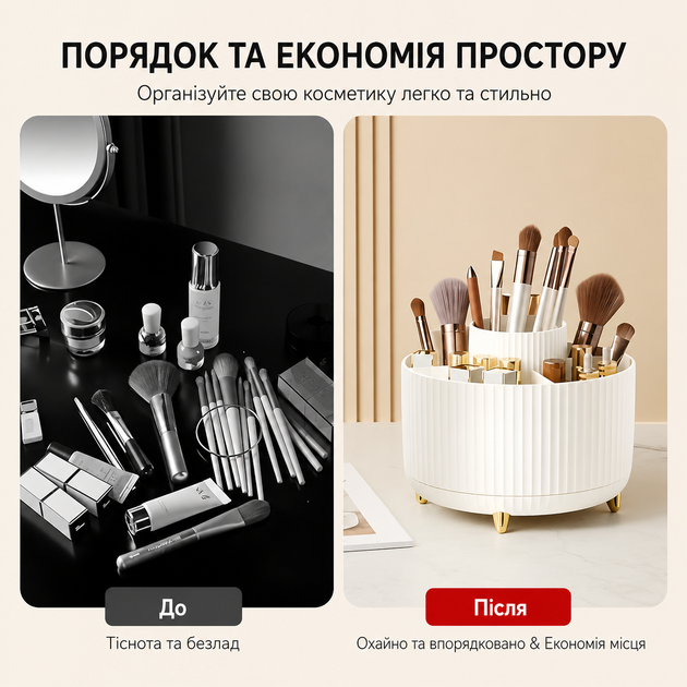 Органайзер для косметики RIAS RM-05 с вращением на 360° и 5 секциями White (3_08516) - Фото 4 Органайзер для косметики RIAS RM-05 с вращением на 360° и 5 секциями White (3_08516) - изображение 4