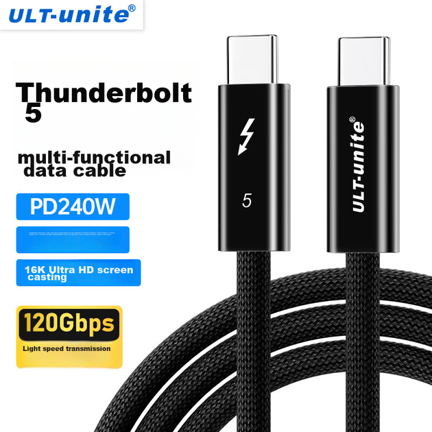Кабель ULT-Unite USB Type-C - USB Type-C Thunderbolt 5 120 Гбит/с 240 Вт 1.2 м - изображение 5