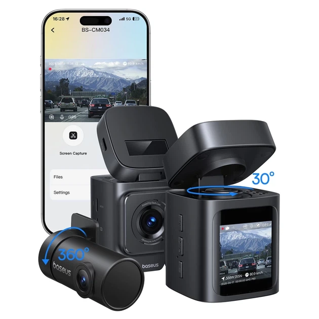 Видеорегистратор Baseus PrimeTrip VD1 Pro 4K с задней камерой 1080p Black - изображение 3