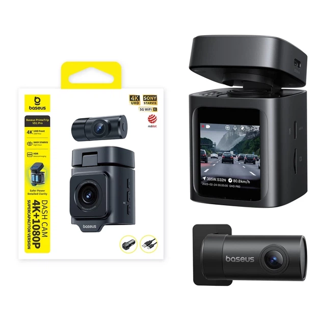 Видеорегистратор Baseus PrimeTrip VD1 Pro 4K с задней камерой 1080p Black - изображение 9
