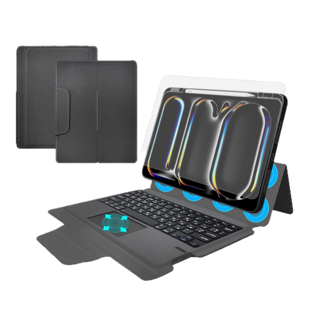 Чохол-клавіатура для iPad Air 13 M2 2024 Air 13 M3 2025 Air 13 M4 2026 Bluetooth, захисний чохол з клавіатурою та підставкою, Black - Фото 1 Чохол-клавіатура для iPad Air 13 M2 2024 Air 13 M3 2025 Air 13 M4 2026 Bluetooth, захисний чохол з клавіатурою та підставкою, Black - зображення 1