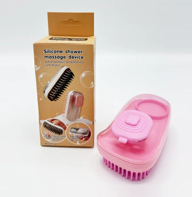 Силіконова масажна щітка для ванни Silicone Massage Bath Brush Рожевий (KG-11924) - зображення 2