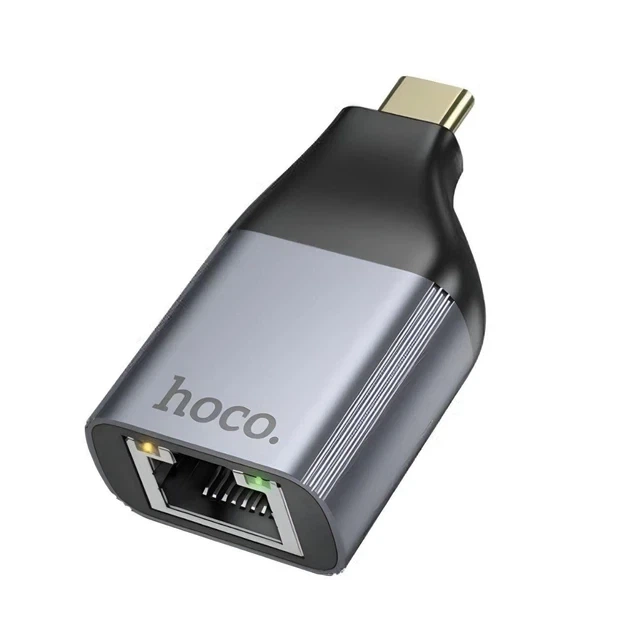 Переходник HOCO UA35, USB-C/RJ45, поддержка скорости до 100 Мбит/с - Фото 2 Переходник HOCO UA35, USB-C/RJ45, поддержка скорости до 100 Мбит/с - изображение 2