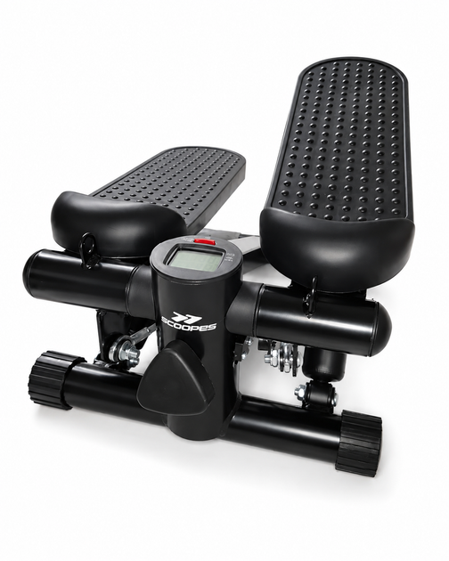 Степпер с эспандерами Scoopes BodyStep max 100 кг с ковриком черный - изображение 2