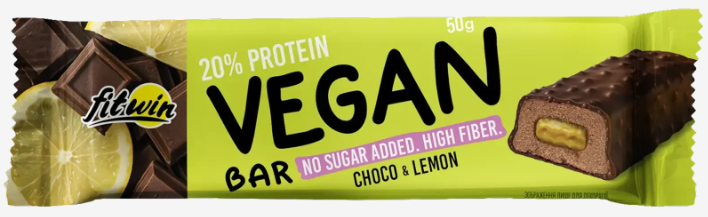 Батончик Vegan Bar 25% - 60 г - шоколад і лимон - Фото 1 Батончик Vegan Bar 25% - 60 г - шоколад і лимон - изображение 1