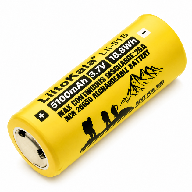 Аккумулятор LiitoKala Lii-51S 26650 5100 mAh 3,7 В литий-ионный высокотоковый - изображение 2