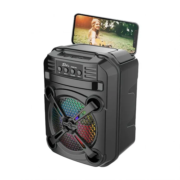 Портативная колонка Bluetooth 12W черная 303х198х163 мм с FM приемником и караоке. - изображение 2