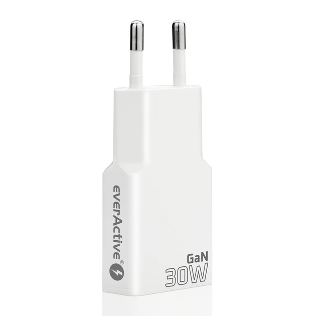 Зарядное устройство everActive GaN SC-385Q White Super Slim, 2xUSB-С QC3.0+PD 30W, AC220V - Фото 5 Зарядное устройство everActive GaN SC-385Q White Super Slim, 2xUSB-С QC3.0+PD 30W, AC220V - изображение 5
