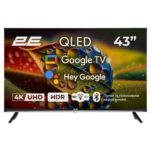 Телевизор 2E 43A77Q 43” дюйма 3840x2160 QLED Google TV - Фото 1 Телевизор 2E 43A77Q 43” дюйма 3840x2160 QLED Google TV - изображение 1