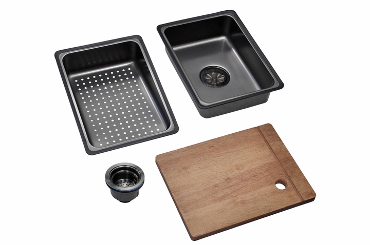 Кухонна мийка багатофункціональна Mixxus MH7546-SET-07 DECOR NANO-BLACK з вбудованим змішувачем - зображення 9