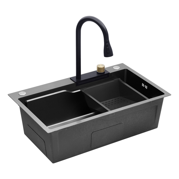 Кухонна мийка Kroner KRP Schwarze — SET7546HM PVD (3.0/0.7 мм) - зображення 3