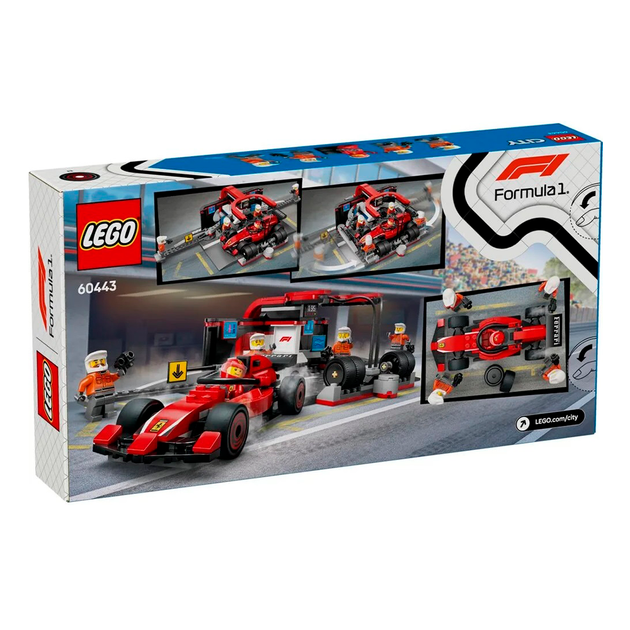 Конструктор LEGO City Пит-стоп и пит-экипаж F1 с болидом Ferrari 322 детали (60443) - изображение 2