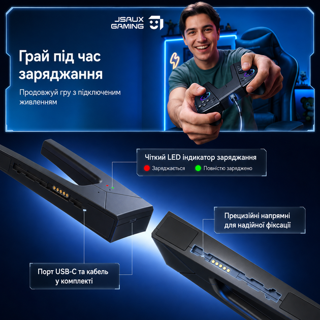 Оригинальный зарядный грип JSAUX JoyVerse GP0512 для Lenovo Legion Go 2, объединитель двух TrueStrike контроллеров - Фото 3 Оригинальный зарядный грип JSAUX JoyVerse GP0512 для Lenovo Legion Go 2, объединитель двух TrueStrike контроллеров - изображение 3