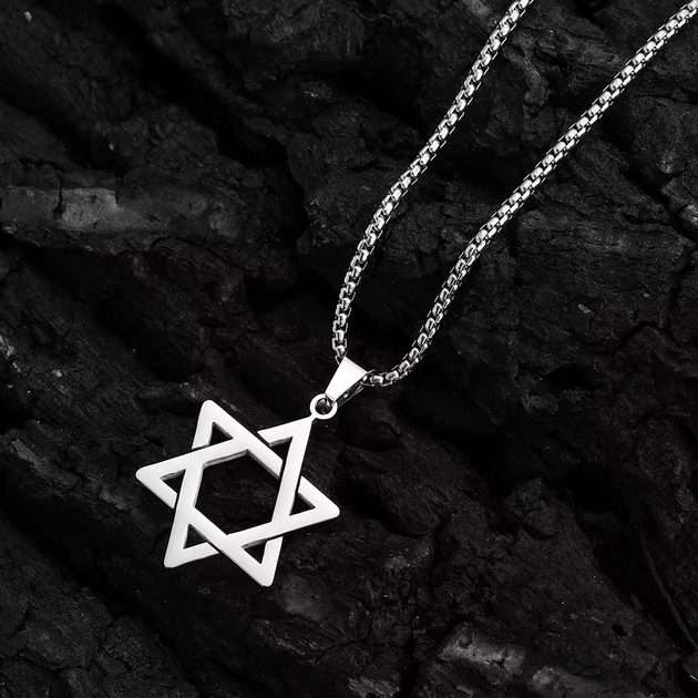 Стильний кулон-амулет "ЗіркаJ" на ланцюгу 42*30 мм [A4551] Zhijia Jewelry Сріблястий - зображення 4