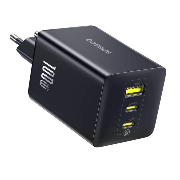Зарядний пристрій Baseus EnerFill FE11 Fast Charger 2xType-C 1xUSB 100W 3A EU Cosmic Black (P10182102123-00) - зображення 8