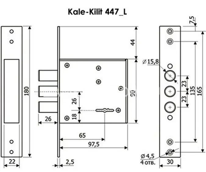Замок врезной KALE 447L сувальдный - изображение 3
