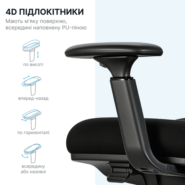 Кресло компьютерное офисное эргономичное OfficePro FlexCore ОС120B Black - изображение 14