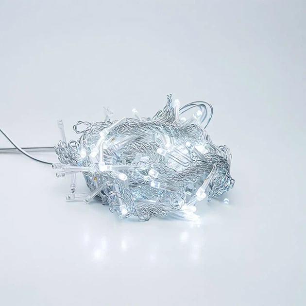 Світлодіодна гірлянда штора 2×2 м 80 LED Біле світло білий провід новорічна гірлянда 8 режимів для дому та декору - Фото 3 Світлодіодна гірлянда штора 2×2 м 80 LED Біле світло білий провід новорічна гірлянда 8 режимів для дому та декору - зображення 3