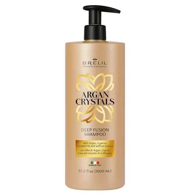 Шампунь BRELIL Professional Argan Crystals Deep Fusion Shampoo 1000 мл для відновлення і живлення волосся з олією аргани - Фото 1 Шампунь BRELIL Professional Argan Crystals Deep Fusion Shampoo 1000 мл для відновлення і живлення волосся з олією аргани - изображение 1