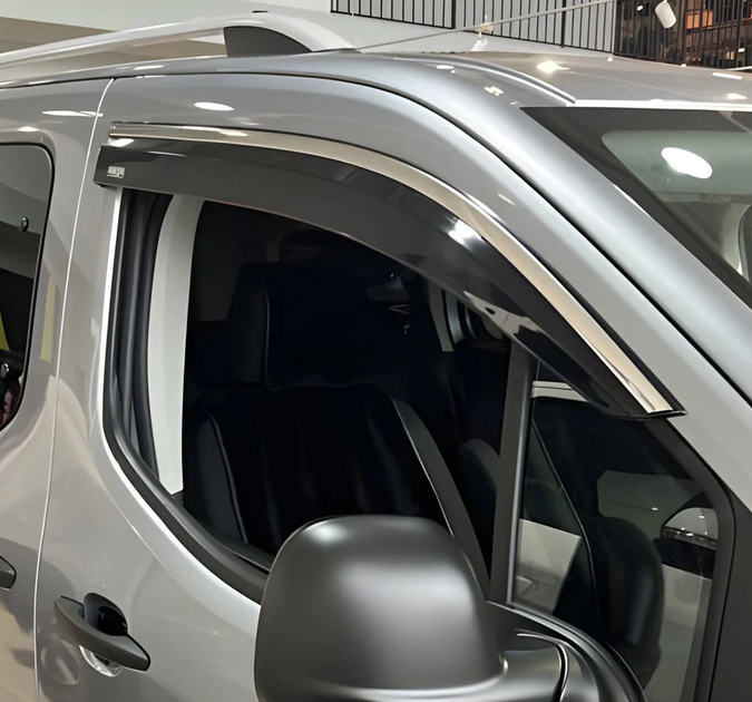 Ветровики на окна с хромом (2 шт, Niken) для Opel Combo 2019-2024 гг - изображение 2