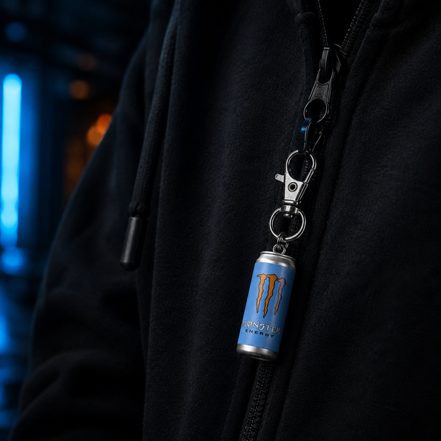 Брелок Monster Energy голубой, мини банка энергетика, брелок энергетик Монстер - изображение 7
