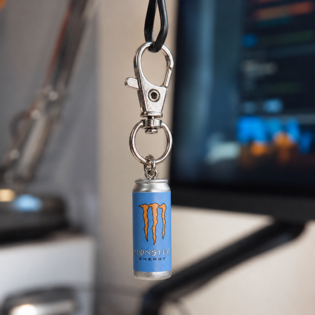 Брелок Monster Energy голубой, мини банка энергетика, брелок энергетик Монстер - изображение 10