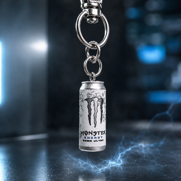 Брелок Monster Energy Zero Ultra белый, мини банка энергетика, брелок энергетик Монстер - Фото 6 Брелок Monster Energy Zero Ultra белый, мини банка энергетика, брелок энергетик Монстер - изображение 6