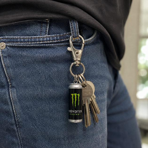 Брелок Monster Energy Original черный, мини банка энергетика, брелок энергетик Монстер - изображение 10