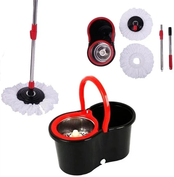 Швабра с ведром и автоматической отжимом Spin Mop 360 10 л Черная - изображение 2
