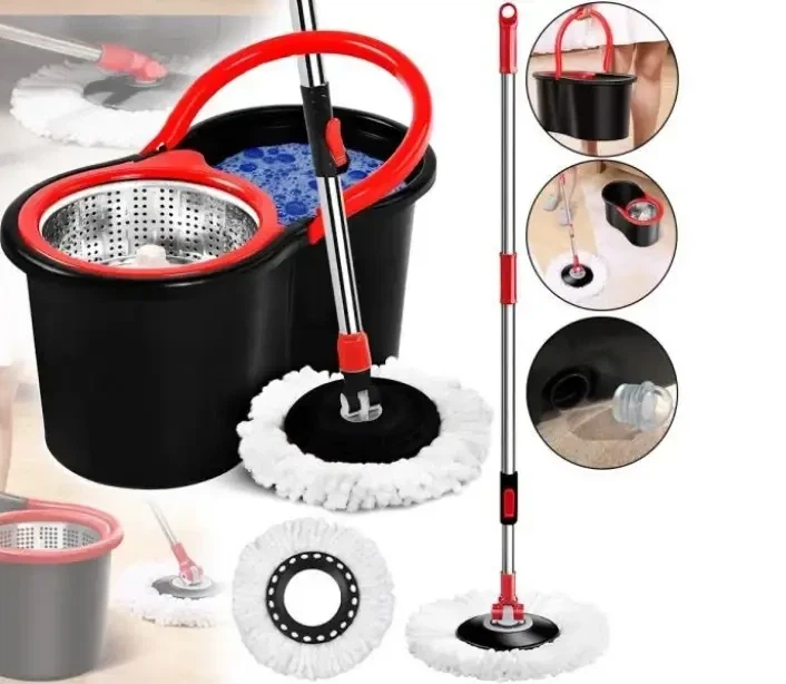 Швабра с ведром и автоматической отжимом Spin Mop 360 10 л Черная - изображение 5